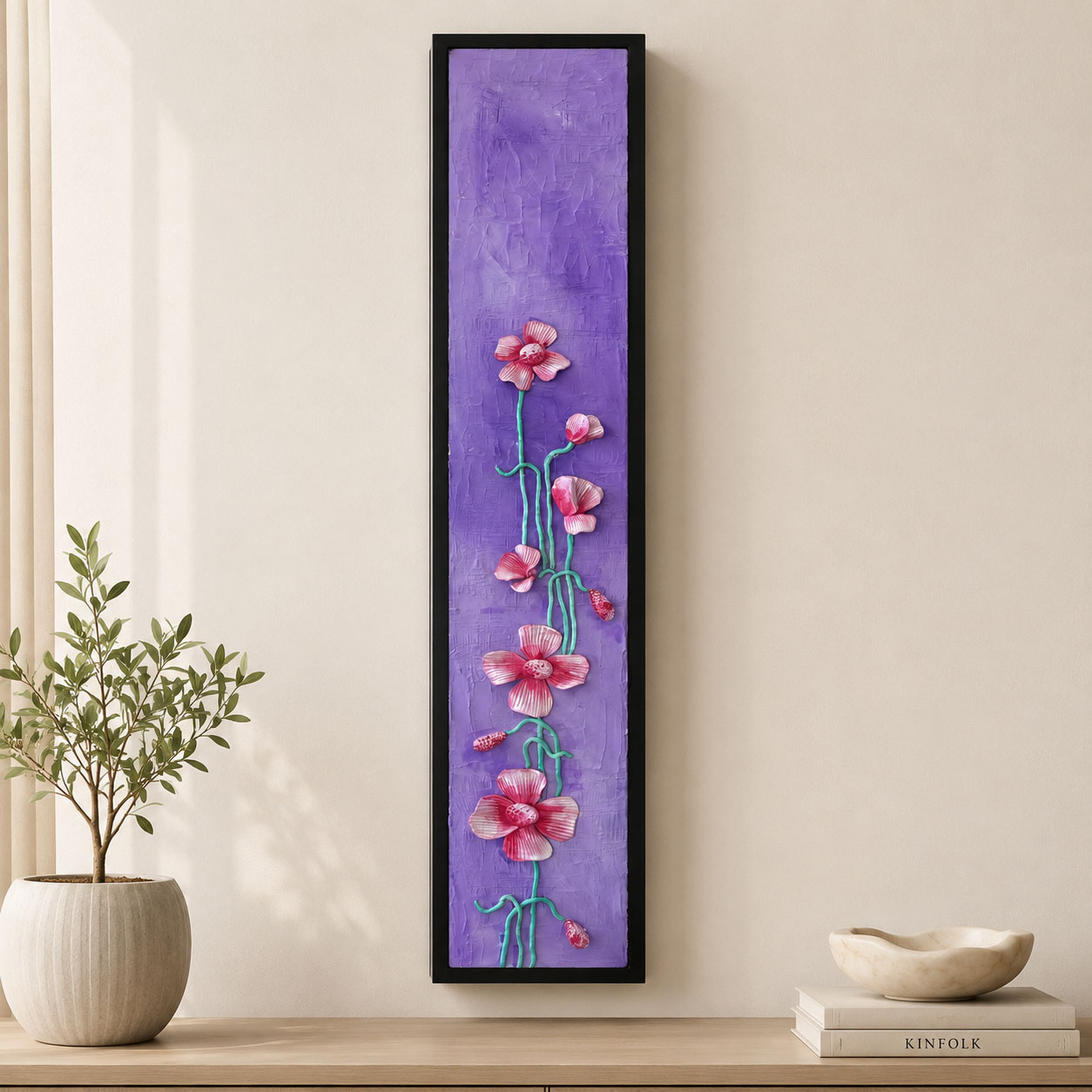 Stunning 3D Floral Wall Art – Radiant Purple & Pink